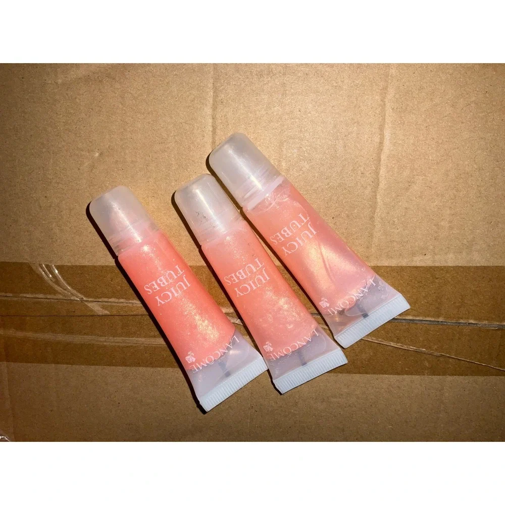 Lancome Juicy Tubes Lip Gloss Raspberry Ice Shimmer High Shine Set of 3 travel